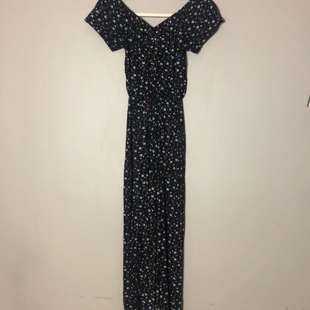 Floral print short sleeve jumpsuit